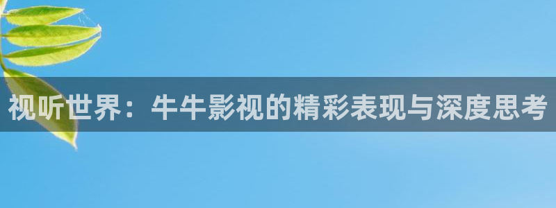 好好看影院：视听世界：牛牛影视的精彩表现与深度思考